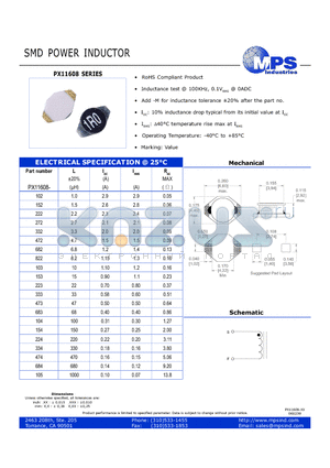 PX11608-682 datasheet - SMD POWER INDUCTOR