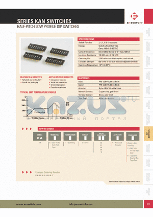 KAN1110RR datasheet - HALF-PITCH LOW PROFILE DIP SWITCHES