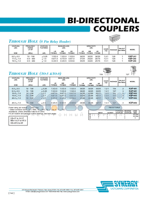 KAP-841 datasheet - BI-DIRECTIONAL COUPLERS