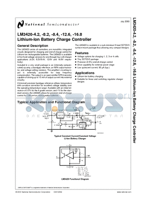 LM3420-4.2 datasheet - Lithium-Ion Battery Charge Controller