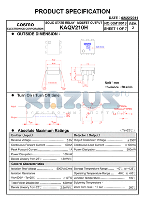 KAQV210H_11 datasheet - PRODUCT SPECIFICATION