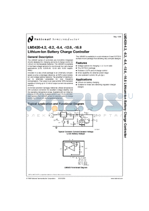 LM3420AM5-16.8 datasheet - Lithium-Ion Battery Charge Controller