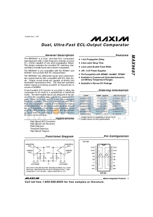 MAX9687MJE datasheet - Dual, Ultra-Fast ECL-Output Comparator