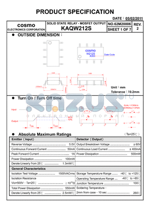 KAQW212S_11 datasheet - PRODUCT SPECIFICATION