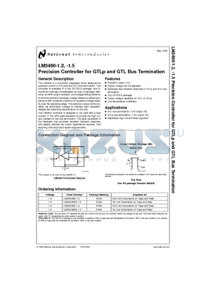 LM3460M5-1.5 datasheet - Precision Controller for GTLp and GTL Bus Termination