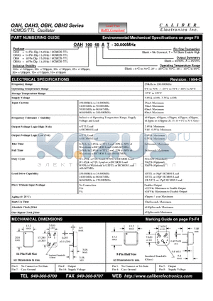 OAH3 datasheet - HCMOS/TTL Oscillator