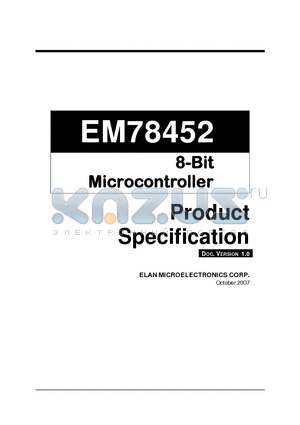 EM78452P datasheet - 8-Bit Microcontroller