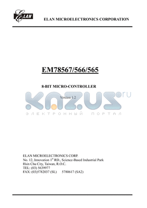 EM78565BM datasheet - 8-BIT MICRO-CONTROLLER