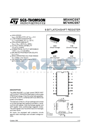 M54HC597F1R datasheet - 8 BIT LATCH/SHIFT REGISTER