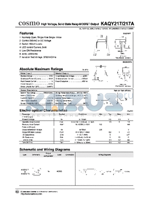 KAQY217 datasheet - HIGH VOLTAGE SOLID STATE RELAY - MOSFET OUTPUT