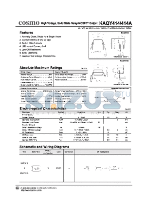 KAQY414 datasheet - HIGH VOLTAGE SOLID STATE RELAY - MOSFET OUTPUT