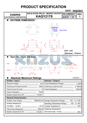 KAQY217S_11 datasheet - PRODUCT SPECIFICATION