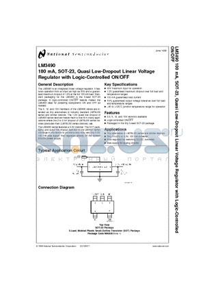 LM349 datasheet - 100 mA, SOT-23, Quasi Low-Dropout Linear Voltage Regulator with Logic-Controlled ON/OFF