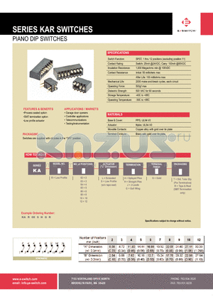 KAR02LJGR datasheet - PIANO DIP SWITCHES