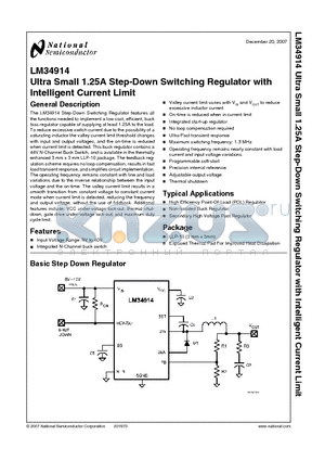 LM34914 datasheet - Ultra Small 1.25A Step-Down Switching Regulator with Intelligent Current Limit