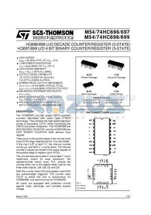 M54HC697 datasheet - HC697/699 U/D 4 BIT BINARY COUNTER/REGISTER 3-STATE HC696/698 U/D DECADE COUNTER/REGISTER 3-STATE