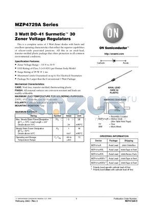 MZP4737A datasheet - 3 Watt DO-41 Surmetic 30 Zener Voltage Regulators