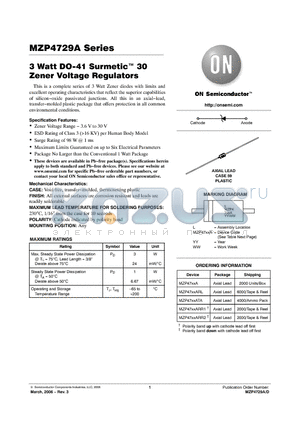 MZP4729A_06 datasheet - 3 Watt DO−41 Surmetic TM 30 Zener Voltage Regulators