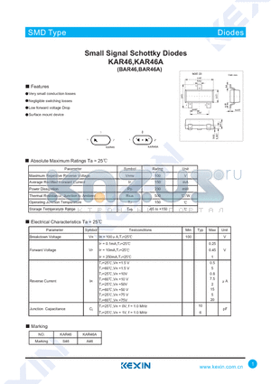 KAR46 datasheet - Small Signal Schottky Diodes