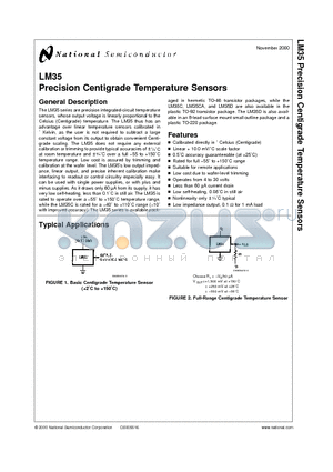 LM35 datasheet - Precision Centigrade Temperature Sensors