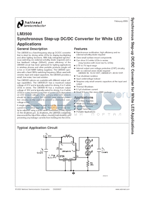 LM3500TLX-21 datasheet - Synchronous Step-up DC/DC Converter for White LED