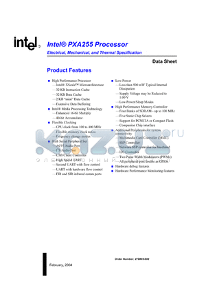 PXA255 datasheet - PXA255 Processor