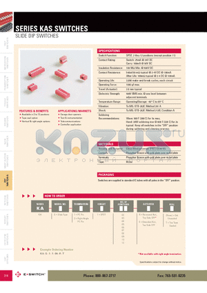 KAS2104RT datasheet - SLIDE DIP SWITCHES