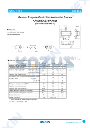 KAS31 datasheet - General Purpose Controlled Avalanche Diodes
