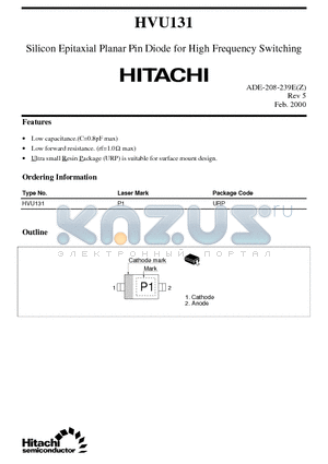 HVU131 datasheet - Silicon Epitaxial Planar Pin Diode for High Frequency Switching