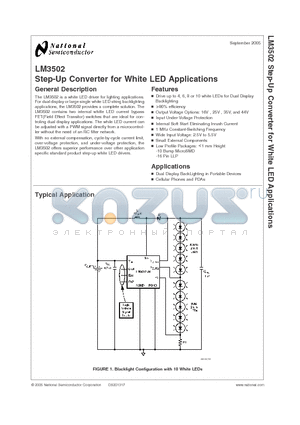 LM3502SQX-44 datasheet - Step-Up Converter for White LED Applications