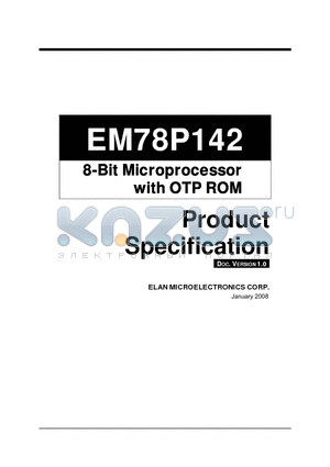 EM78P142 datasheet - 8-Bit Microprocessor with OTP ROM