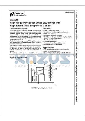 LM3519MKX-20 datasheet - High Frequency Boost White LED Driver with High-Speed PWM Brightness Control