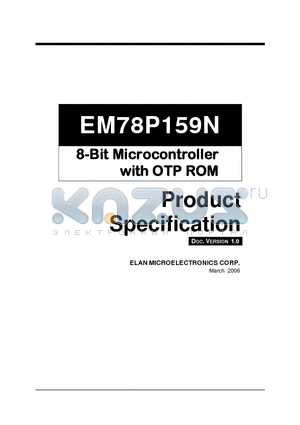 EM78P159N datasheet - 8-Bit Microcontroller with OTP ROM