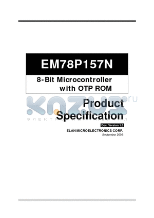 EM78P157NBM datasheet - 8-Bit Microcontroller with OTP ROM
