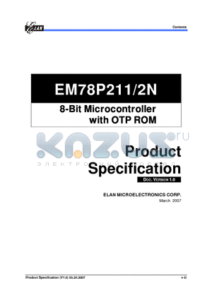 EM78P212NAMJ datasheet - 8-Bit Microcontroller with OTP ROM