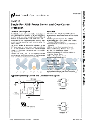 LM3525M-H datasheet - Single Port USB Power Switch and Over-Current Protection