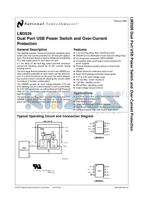 LM3526-H datasheet - Dual Port USB Power Switch and Over-Current Protection