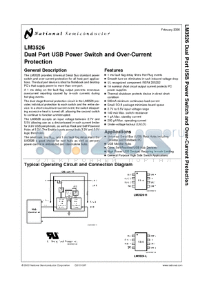 LM3526M-H datasheet - Dual Port USB Power Switch and Over-Current Protection