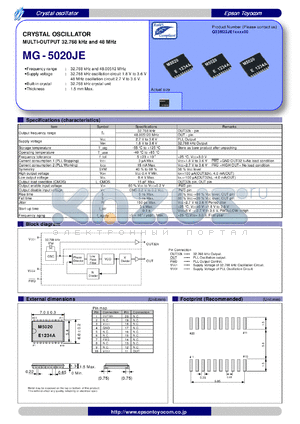 MG-5020JE datasheet - CRYSTAL OSCILLATOR