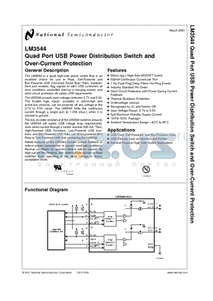 LM3544 datasheet - Quad Port USB Power Distribution Switch and Over-Current Protection