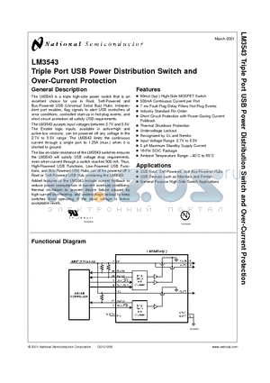 LM3543M-L datasheet - Triple Port USB Power Distribution Switch and Over-Current Protection