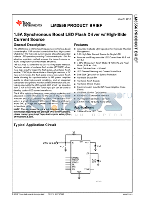 LM3556 datasheet - 1.5A Synchronous Boost LED Flash Driver w/ High-Side Current Source