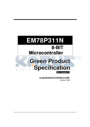 EM78P311N datasheet - 8-BIT Microcontroller