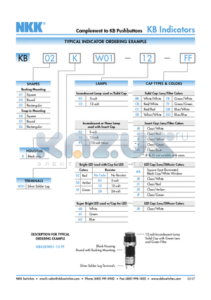 KB04KW01-6F datasheet - Complement to KB Pushbuttons