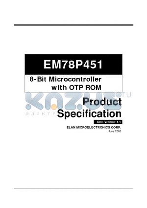 EM78P451 datasheet - 8-Bit Microcontroller with OTP ROM