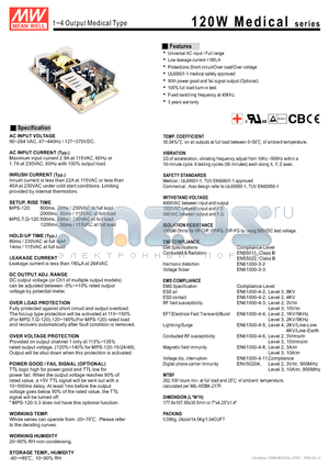 MPQ-120B datasheet - 1~4 Output Medical Type