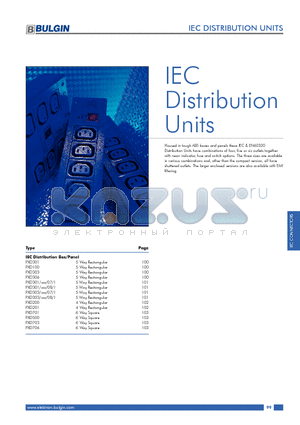 PXD301 datasheet - IEC DISTRIBUTION UNITS