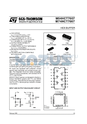 M54HCT7007 datasheet - HEX BUFFER