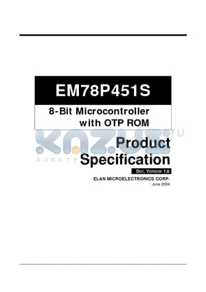 EM78P451SWM datasheet - 8-Bit Microcontroller with OTP ROM