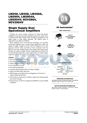 LM358A datasheet - Single Supply Dual Operational Amplifiers